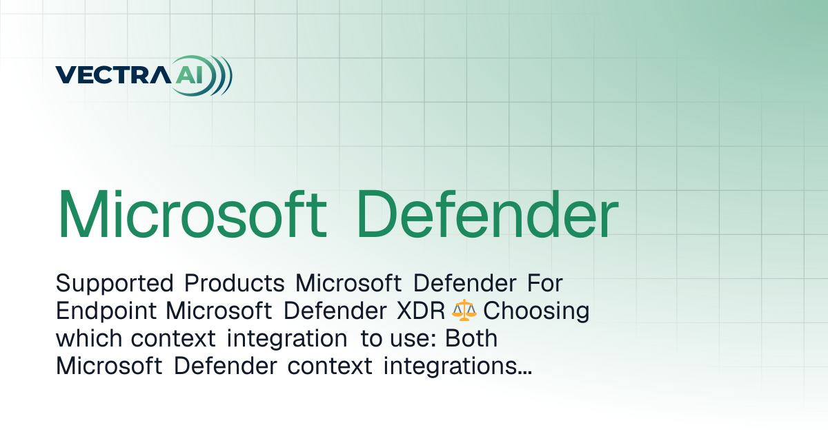 Microsoft Defender | Vectra Fusion